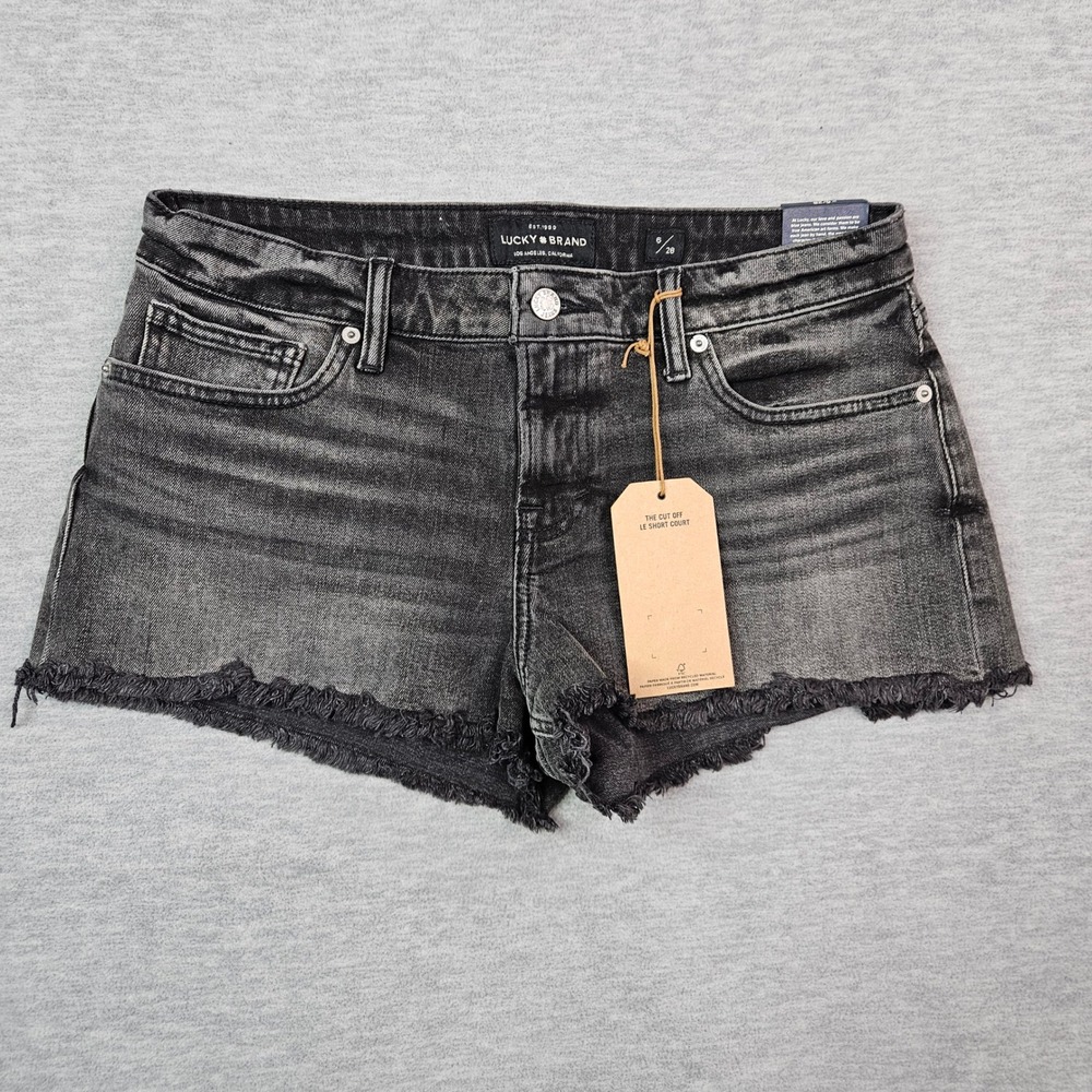 Lucky Brand The Cut Off Le Short Court Black Denim Shorts 6/28 New